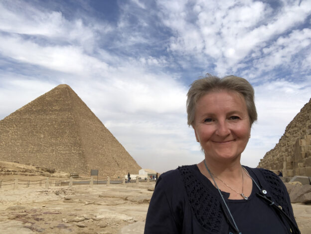 Maria Cristina Teot in front of Pyramids